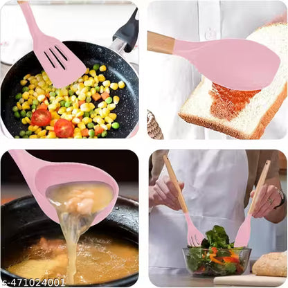 12-Piece Premium Silicone Cooking Utensil Set with Wooden Handles | BPA-Free, Heat-Resistant & Non-Stick Kitchen Tools (Pack of 12)