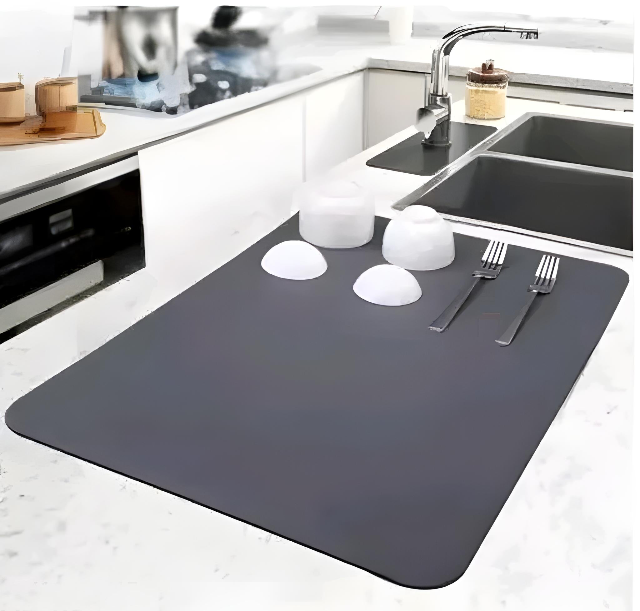 Silicone Dish Drying Mat for Kitchen | Water Absorbent Mat for Wet Utensils & Kitchen Items (40 × 60 cm)