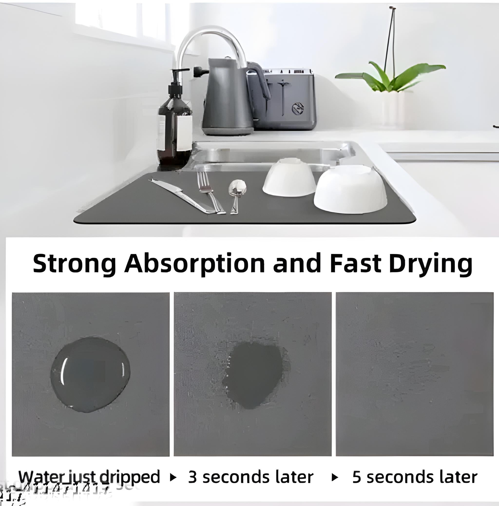 Silicone Dish Drying Mat for Kitchen | Water Absorbent Mat for Wet Utensils & Kitchen Items (40 × 60 cm)