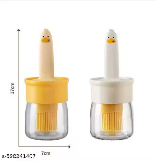 2 in 1 Oil Dispenser Bottle with Silicone Brush | Cooking, BBQ, Baking & Air Fryer Use | Leak-Proof Kitchen Oil Dispenser (Pack of 2)