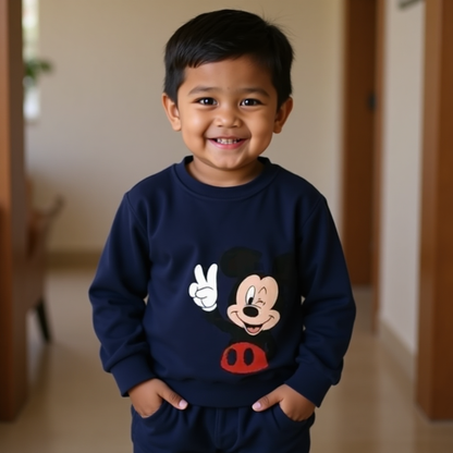 Mickey Mouse Sweatshirt Combo (Pack of 3) for Kids | Soft Cotton Winter Wear for Boys & Girls | Cute Disney Design