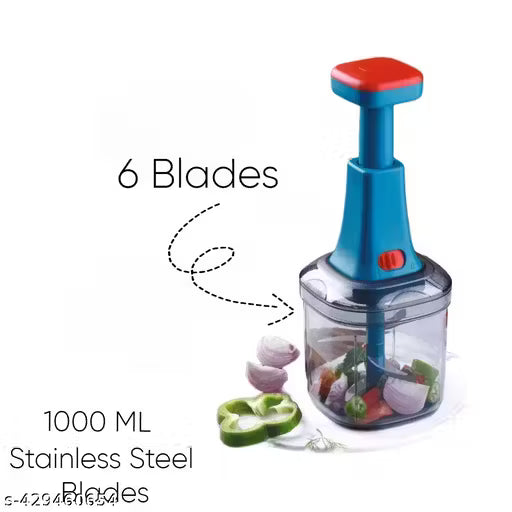 Premium 6-Blade Handheld Food Chopper (1000ml) – Quick & Powerful Cutter for Fruits & Veggies